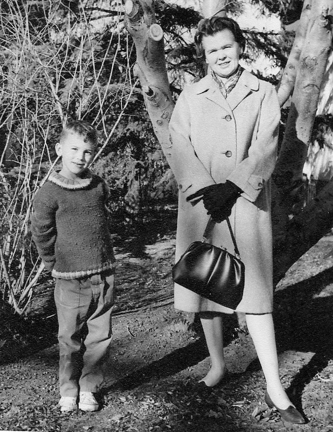 Black and white - Old photo of Gordon as a kid beside his mom.